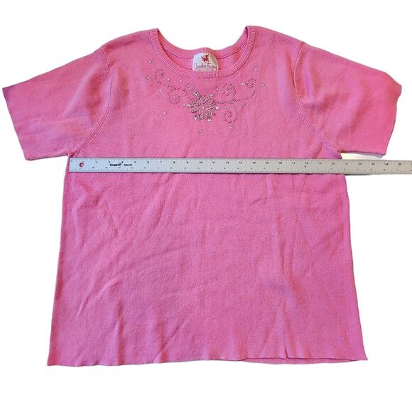 Quacker Factory Sweater Pink Sz XL Embellished‎ Beaded Rhinestones - Picture 8 of 10
